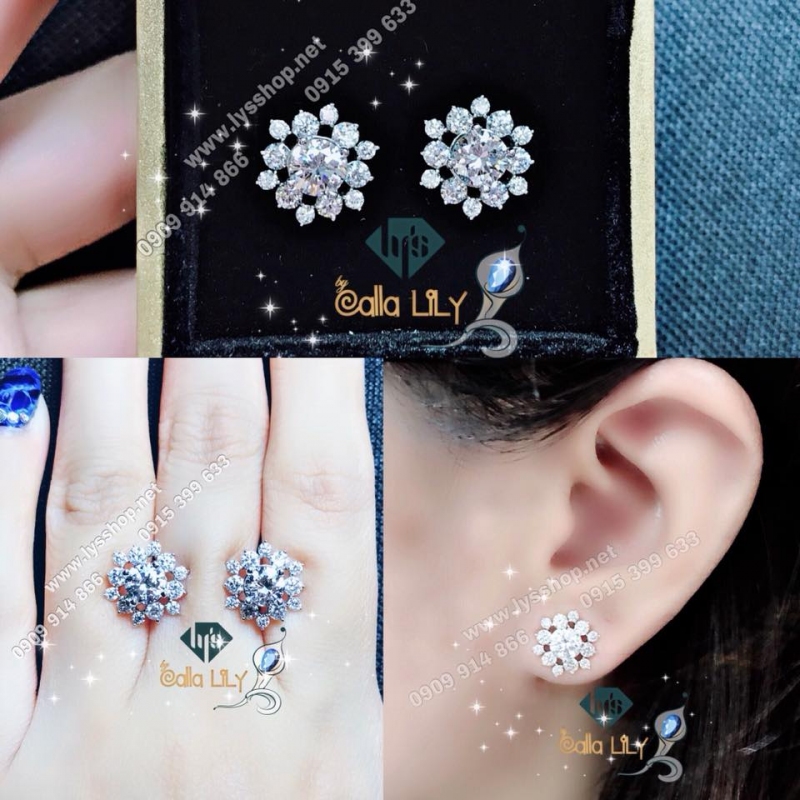 BÔNG TAI KC VIÊN CHỦ 4,6 - 4,7LY MẪU HOA TUYẾT - N.3938