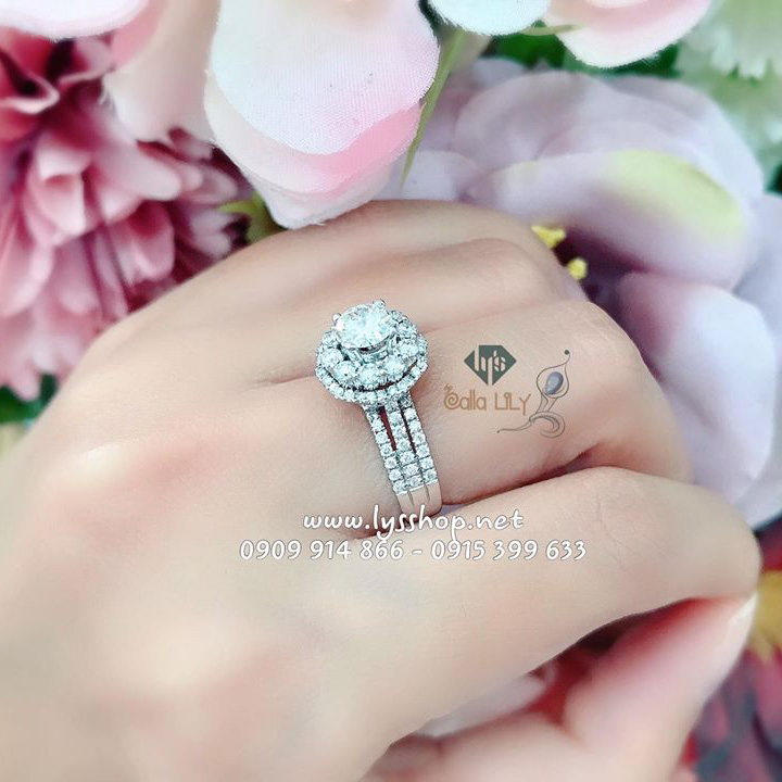 NHẪN 5.1 LY HALO HOA 2 TẦNG - N.1200