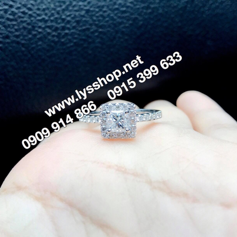 NHẪN HALO KIM CƯƠNG VUÔNG 4.45 LY - N.2515