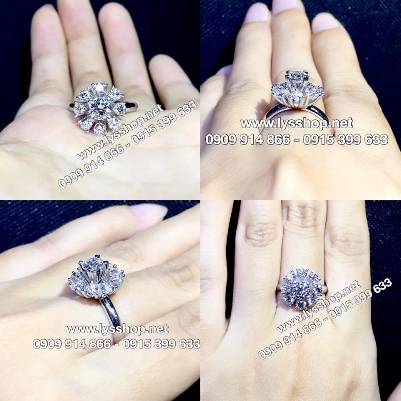 NHẪN KC CHÙM 8 VIÊN - VIÊN CHỦ 5,4 LY - N.2740