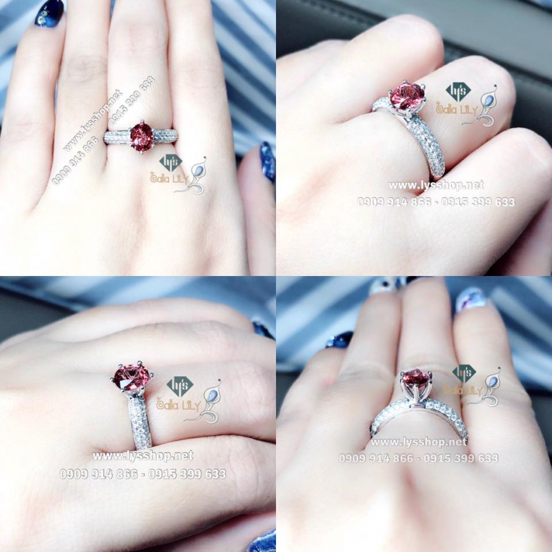 NHẪN KC VIÊN CHỦ ĐÁ SPINEL HỒNG CAM - N.2899