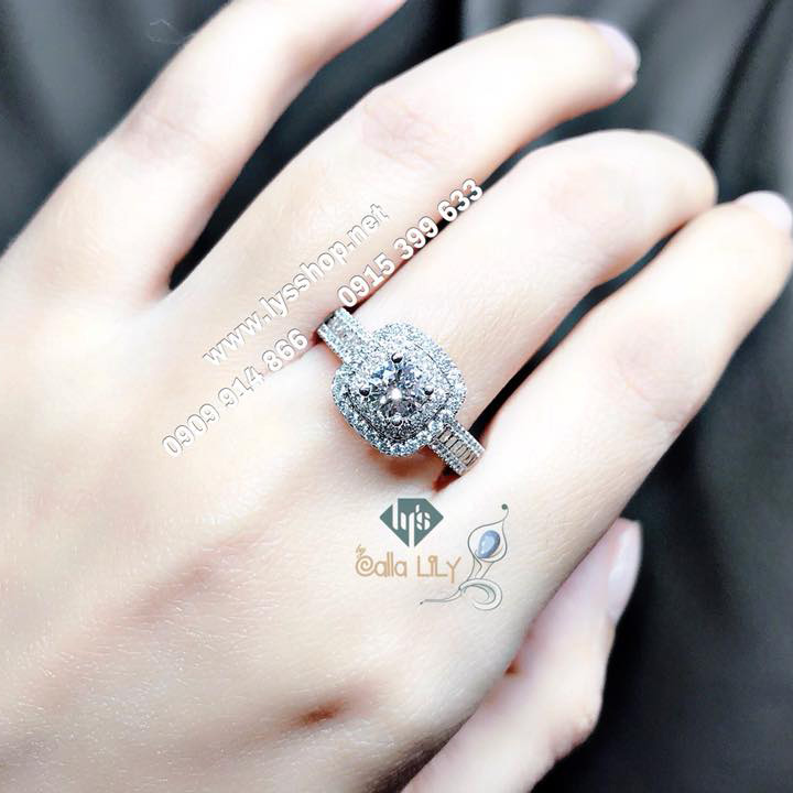 NHẪN KC HALO VUÔNG 2 VÒNG 4,7 LY