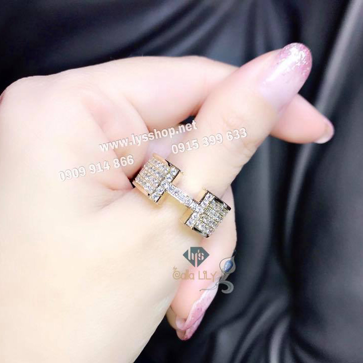 NHẪN BAND KIM CƯƠNG CHỮ H - N.3100