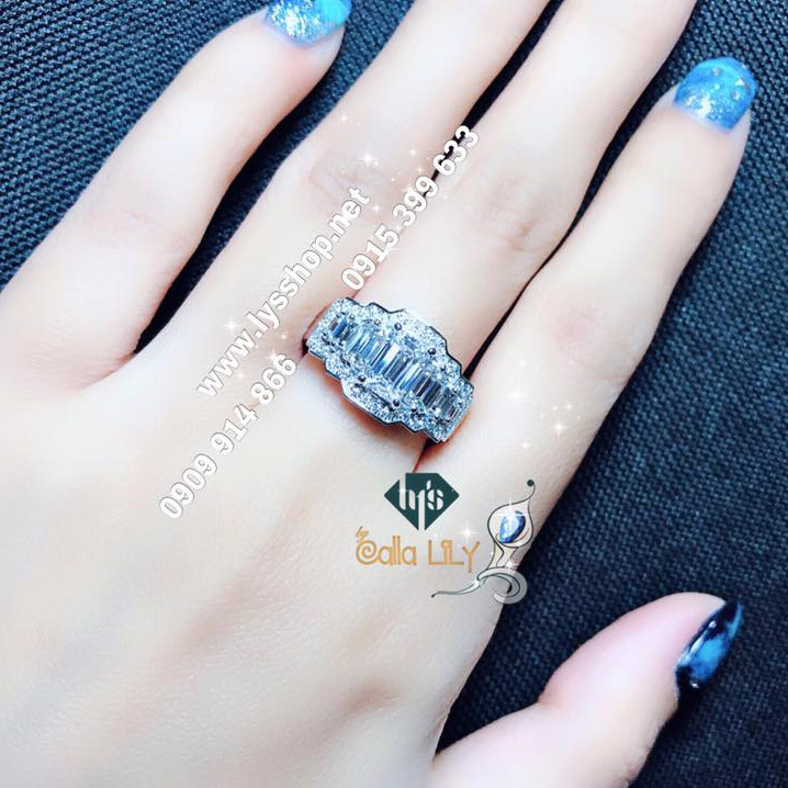 NHẪN BAND 7 VIÊN KIM CƯƠNG EMEARALD - N.3303