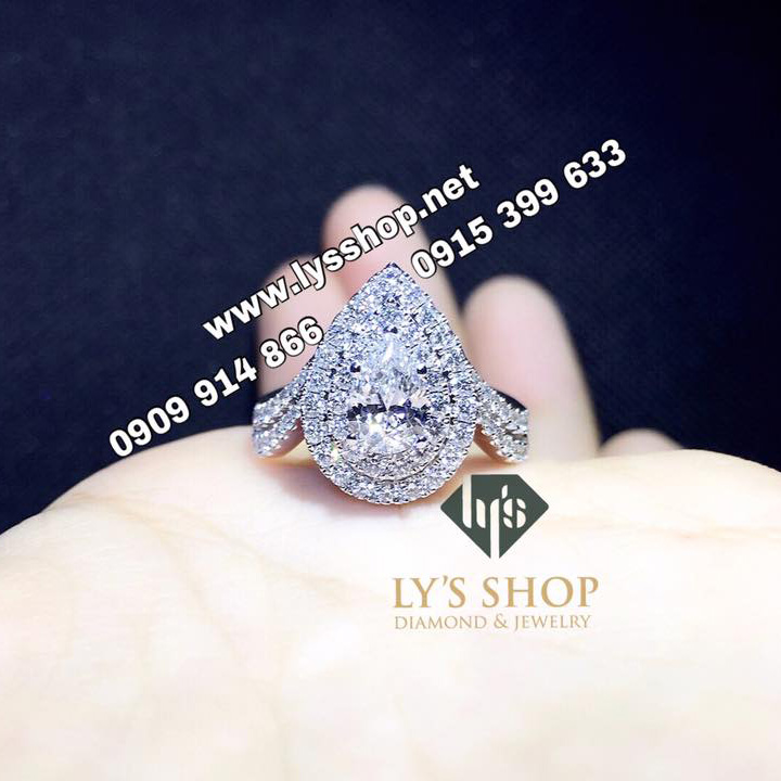 NHẪN KC GIỌT NƯỚC 7.74 LY HALO 2 VÒNG - N.3517