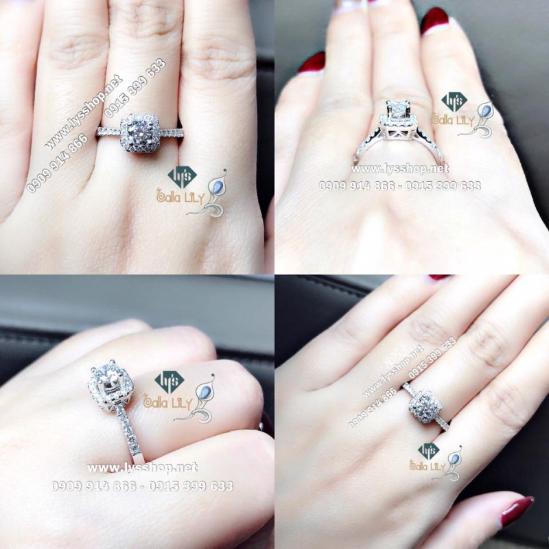 NHẪN HALO VUÔNG 4,5 LY F VS - N.3727