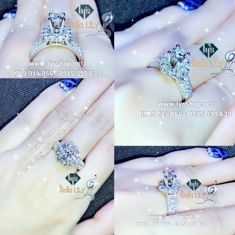 NHẪN KC Ổ HALO CÁNH HOA VIÊN CHỦ 5 LY - N.4125