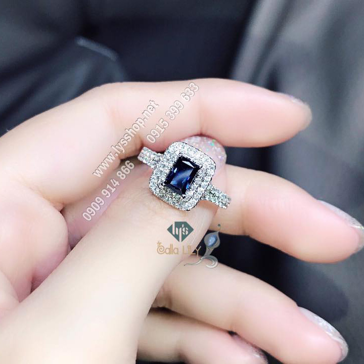 NHẪN SAPPHIRE HALO CHỮ NHẬT - N.4242
