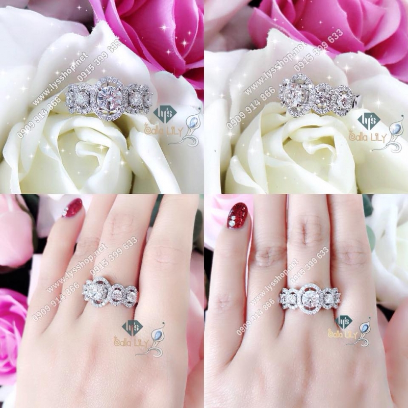 NHẪN BAND CHẠY HALO VIÊN CHỦ 5,4 LY - N.4415