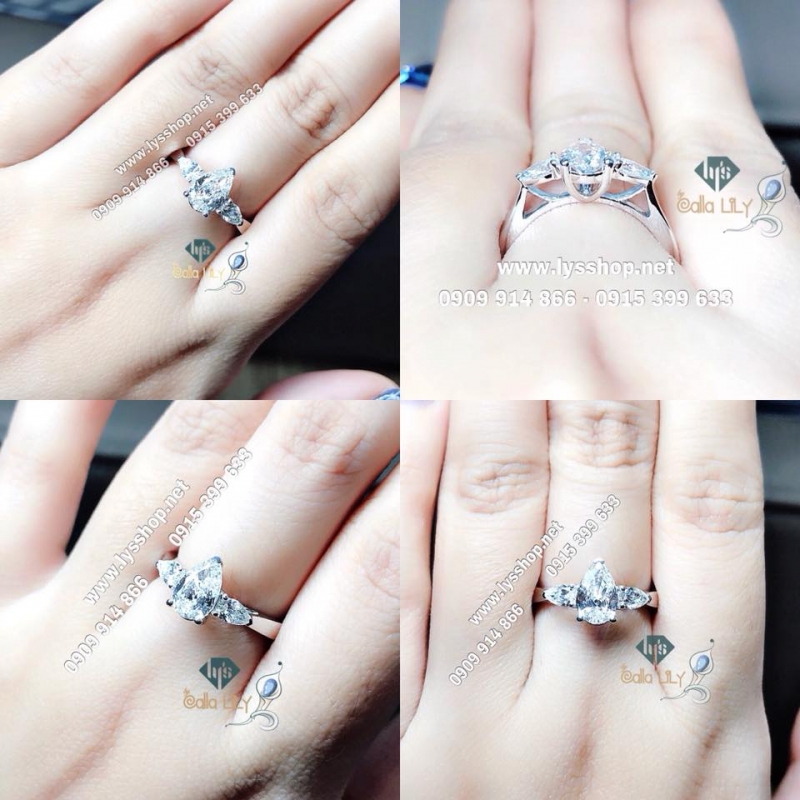 NHẪN KC GIỌT NƯỚC MẪU THREE-STONES - N.5401