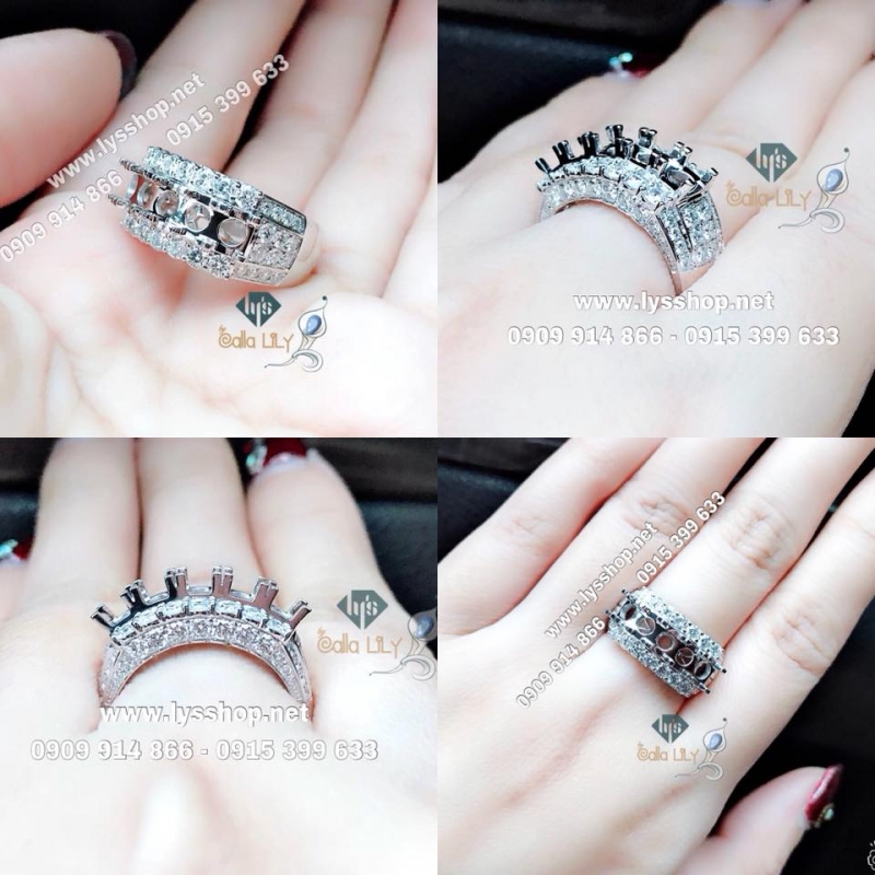 NHẪN BAND KIM CƯƠNG 5 VIÊN CHỦ 4 LY - N.5463