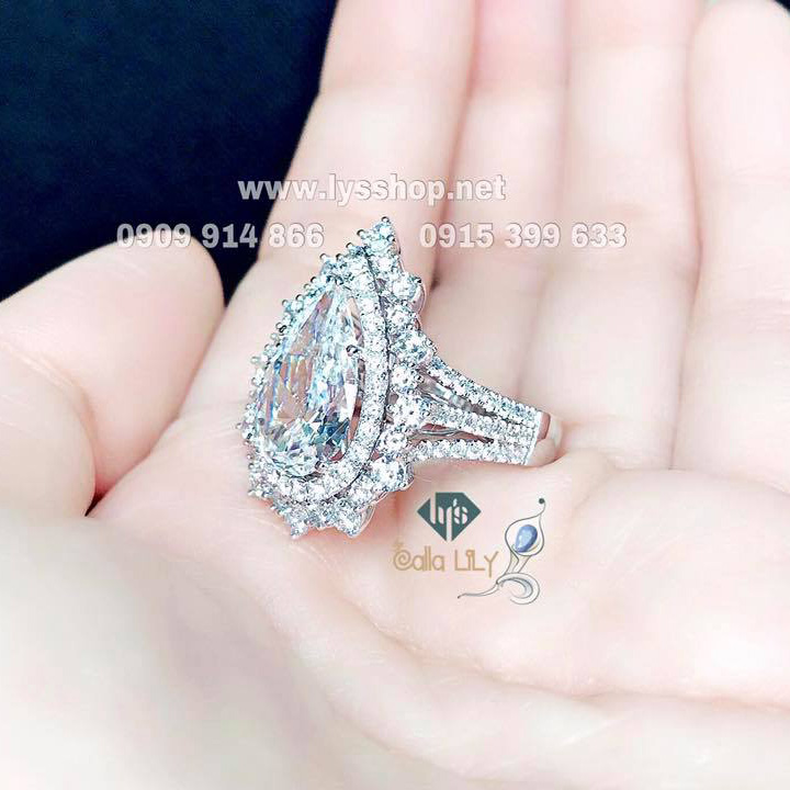 MẪU NHẪN HALO KIM CƯƠNG GIỌT NƯỚC