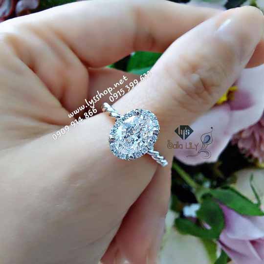 NHẪN HALO KIM CƯƠNG OVAL 1 CARAT GIA - N.5910