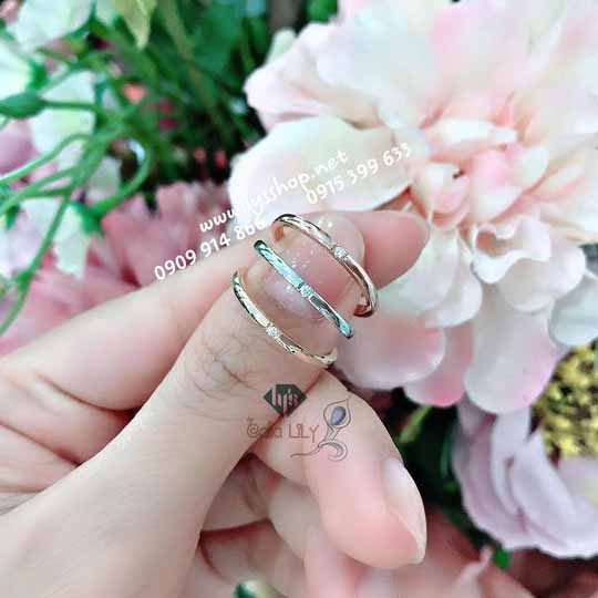 SET NHẪN 3 MÀU 1V KIM CƯƠNG - N.6043