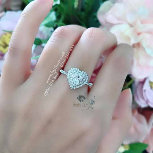 NHẪN KIM CƯƠNG TRÁI TIM HALO 2 VÒNG - N.6064