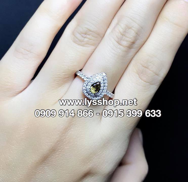 NHẪN KC HÌNH GIỌT NƯỚC VIÊN CHỦ KC MÀU DARK GREEN - N.4166